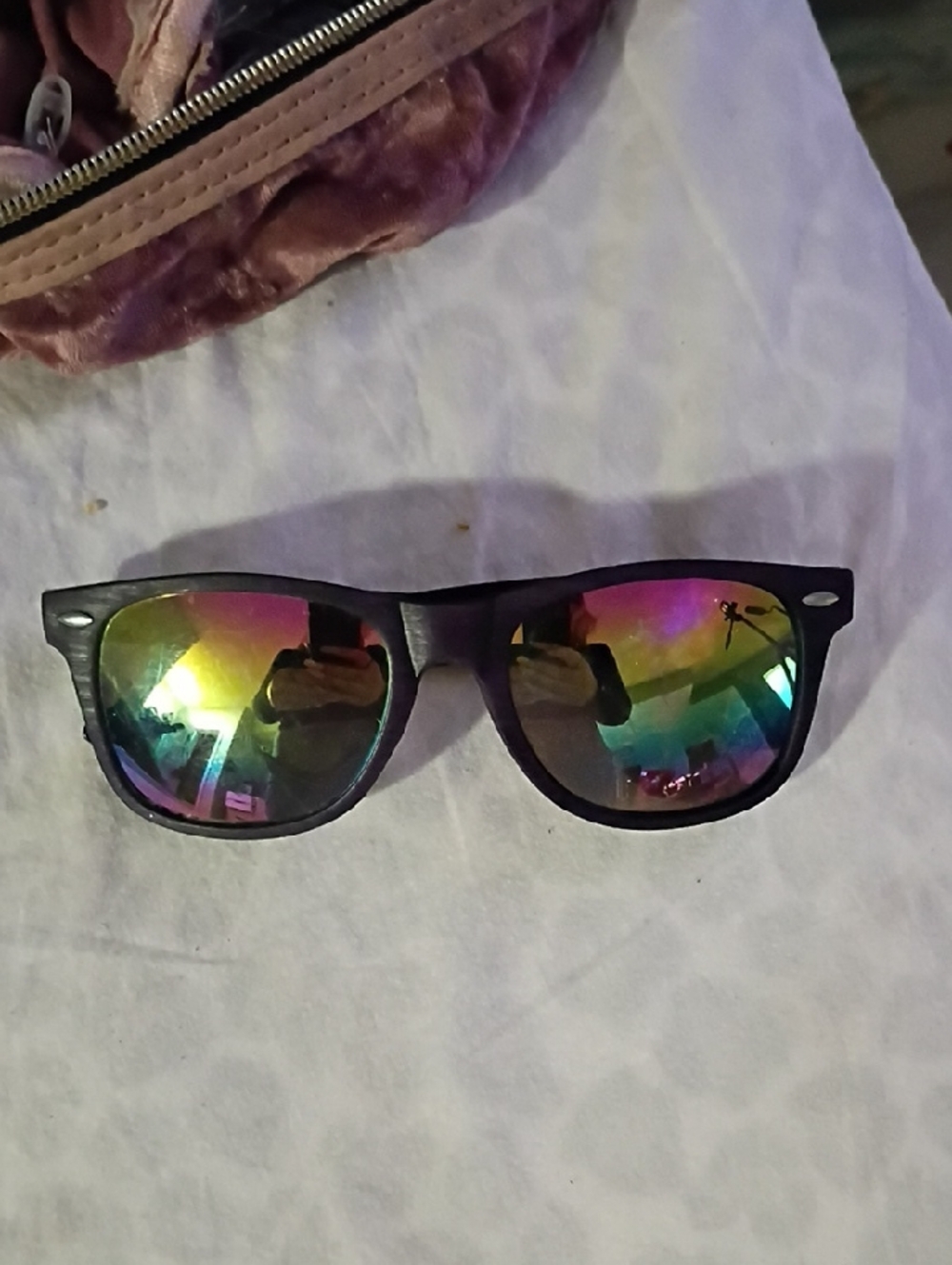Men's Black Frame Sunglasses with Rainbow Mirrored Lenses